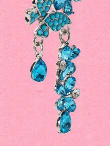 Popjeli A Summer Mori Small Fresh Butterfly Fringed Earrings. - Blue - View 9
