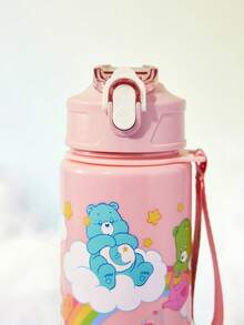 SHEIN X Care Bears 750ml 水瓶，附矽膠吸管與防漏蓋，適合旅行、觀光與學校使用，塑膠材質 - 淺粉色 - 查看 4