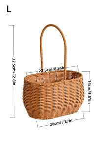1PC Wicker Bamboo Handled Basket Durable Breathable EasyCarry For Outdoor Picnic Beach Market Shopping Garden Party Essential MustHave - Brown - View 3