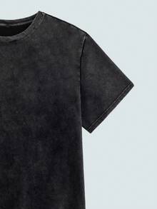 Modcrash Plus Size Men's Casual Washed Round Neck Short Sleeve T-Shirt, Summer - Black - View 8