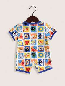 LOONEY TUNES X SHEIN Rompi Kasual Lengan Pendek Leher Bulat untuk Bayi Laki-laki - MultiWarna - View 2