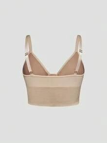SHAPORA 1pc Plus Size Minimalist Mesh Wide-Fit Shaping Top - Apricot - View 9