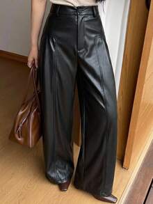 DAZY Women's Solid Color Casual Versatile Wide Leg Long Pants For Daily Wear - Black - View 4
