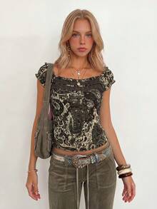 Sundraya Women's Floral Print Slim Fit Versatile Daily Wear Top - Multicolor - View 7