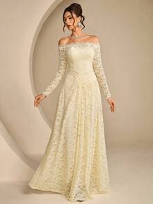Coutiva High-End Evening Gown With Beaded Sequins, Elegant Elegant Luxury Evening Dress For Women - Apricot - View 1