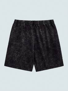 Modcrash Plus Size Men's Casual Distressed Flame Print Shorts, Minimalist Pattern, Suitable For School And Daily Wear - Black - View 4