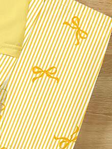 Girls' Fashion Fresh Lemon Flower Pink Bow Letter Pattern Printed Basic Flying Sleeve Short T Plus Cycling Pants Set - Multicolor - View 6