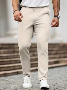 Manfinity Homme Men's Plus Size Casual Versatile Commuter Pants - Apricot - View 4