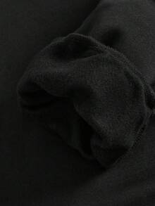 SHEIN 2 件套青少年女孩休闲花卉图案圆领厚运动衫和裤子套装，适合秋冬季 - 黑色 - 查看 5