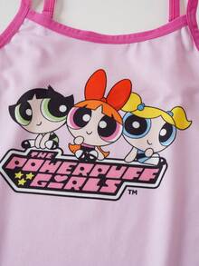 THE POWERPUFF GIRLS X SHEIN 2pcs/Set Pakaian Dalam Anak Perempuan Remaja 8-12 Tahun, Model Camisole & Boxer Briefs, Motif Kartun Lucu - Berwarna merah muda - View 5