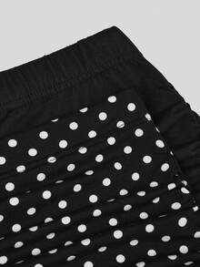 Sweetra Plus Size Women's Soft Matte Solid Color Polka Dot Skirt, High Waist Ruched Design Mermaid Tail Skirt, Body-Hugging Slim Fit Hip-Flattering Concealing Flattering Height-Enhancing Elegant Drape Versatile Skirt, High Waist Ruched Mermaid Tail Skirt, Solid Color Polka Dot Slim Fit Hip-Flattering Skirt - Black and White - View 12
