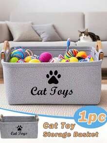 Large Capacity Cat/Dog Toy Storage Basket, With Paw Print And Cat Paw Design - Storage Box, Suitable For Storing Cat Toys - Multicolor - View 5