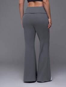 Voyena Women's Plus Size Solid Color Flare Leg Sports Pants - Dark Grey - View 2