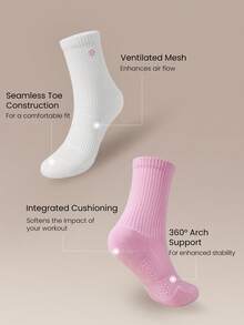 GLOWMODE Make A Move Grip Scrunch Crew Socks - White+Barely Pink+Pink - View 5