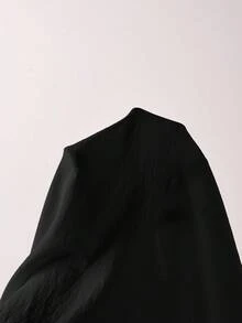 Solivie 女款素色細肩帶背心上衣、短褲與開襟外套休閒日常套裝 - 黑色 - 查看 4
