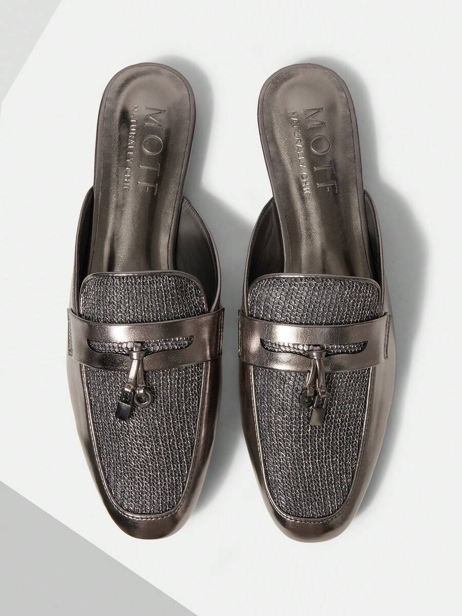 MOTF PREMIUM Zapatos planos casuales de punta redonda para mujer - Color de la pistola - Ver 1