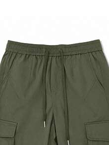 Manfinity Homme Men's Solid Color Cargo Pocket Casual Long Pants - Green - View 5