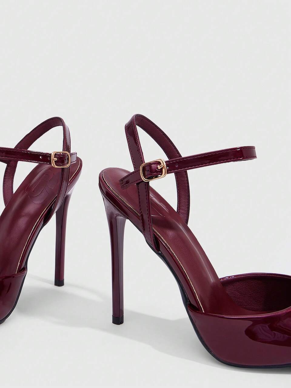 CUCCOO SZL Women Shoes Women's Pointed Stiletto Burgundy Ankle Strap Women's High Heel Shoes Fashion Sexy Dinner Party Slingback Shoes Women's Shoes Fall Shoes
