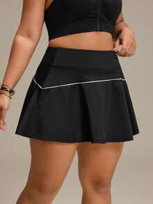 Slayform Women's Plus Size Colorblock Casual Daily Travel Sports Skort - Black - View 6