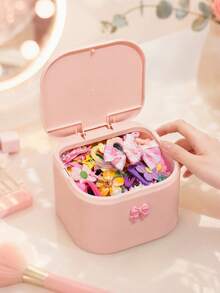Joivida 1PC Hair Accessory Storage Box, Large Capacity Plastic Organizer Box Decorated With Lovely 3D Bow Ornament, Equipped With Press-Type Flip Lid Design To Block Dust And Keep Small Items Tidy, Offers Ample Inner Space To Store Hair Clips, Hair Ties - Multicolor - View 10