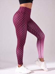 Velisys Velisys New Summer Women's High Waist Slim Fit Polka Dot Gradient Print Sports Leggings - Multicolor - View 7