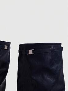Daringsoles 女款簡約尖頭褲靴 高跟靴 百搭時尚靴 - 藍色 - 查看 5