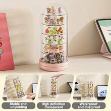 1 hộp trưng bày mô hình mini UFORU có nắp, kệ xoay nhiều tầng để bàn - 1 đế màu hồng - Xem 4