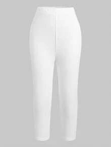 Tween Girl Casual Versatile Solid Color Leggings 2pcs/Pack - White - View 3