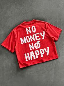 Manfinity EMRG Men's Streetwear Casual Character & Letter Print Short Sleeve T-Shirt - Red - View 3