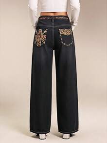 Selenza Petite Women's Casual Versatile Daily Travel Denim Jeans With Pockets And Buttons - Black - View 4