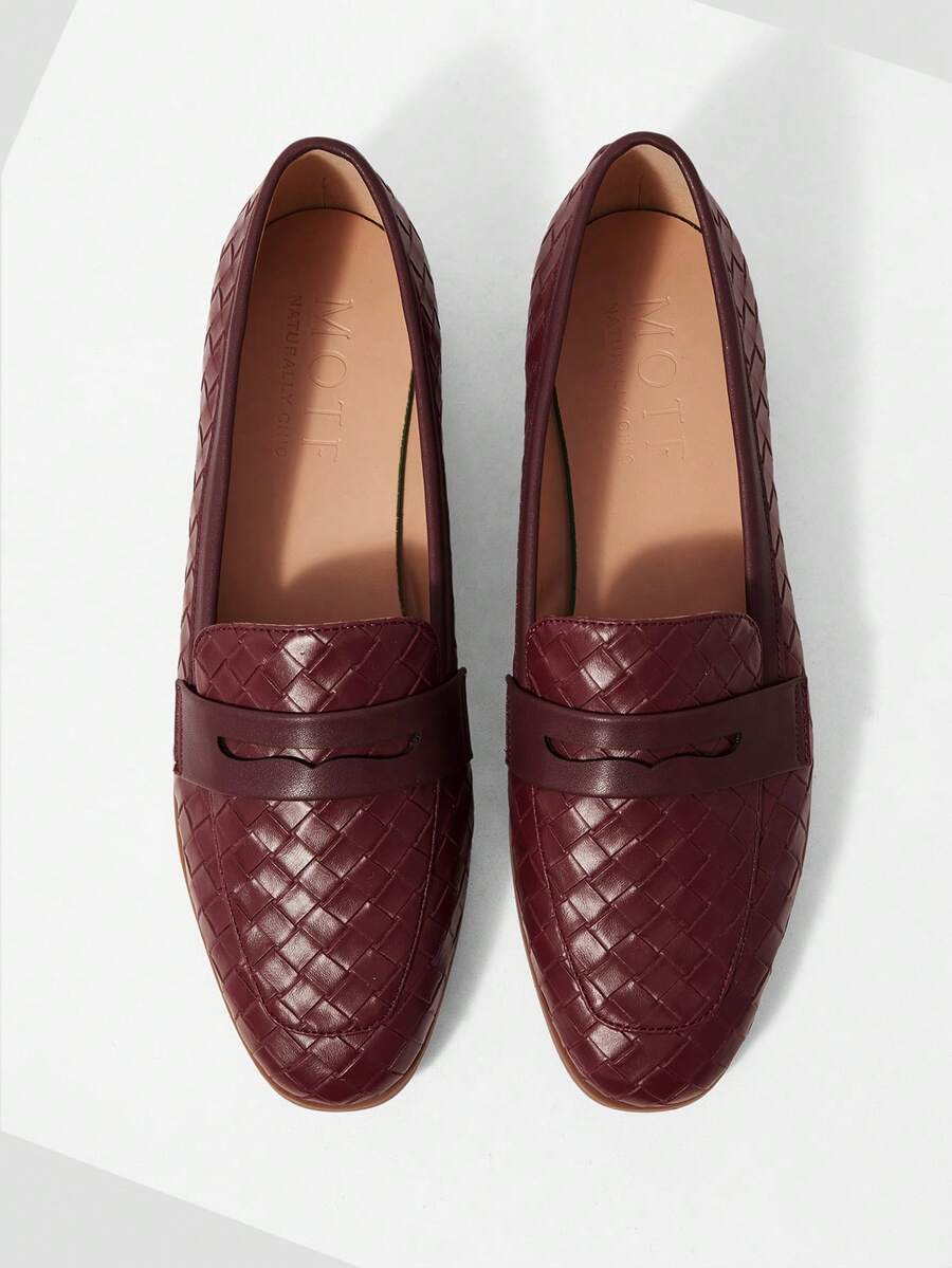 MOTF Zapatos planos casuales, cómodos y versátiles para mujer para Navidad - Burdeos - Ver 1