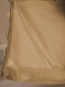 MOTF PREMIUM ZIPPER STAND COLLAR RIBBED FLEECE COAT - Camel - View 7