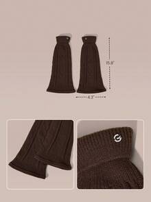 GLOWMODE SoftWarm Knit Cozy Cable Slouch Socks With Foldover Cuff & Flare Calf-Length Design Studio Pilates Yoga Daily Casual - dark brown - View 6