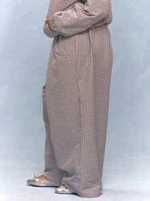 MUSERA Plus Size Striped Pants Vacation Holiday Elegant Girly Everyday Cute Soft Social Fall - Multicolor - View 3