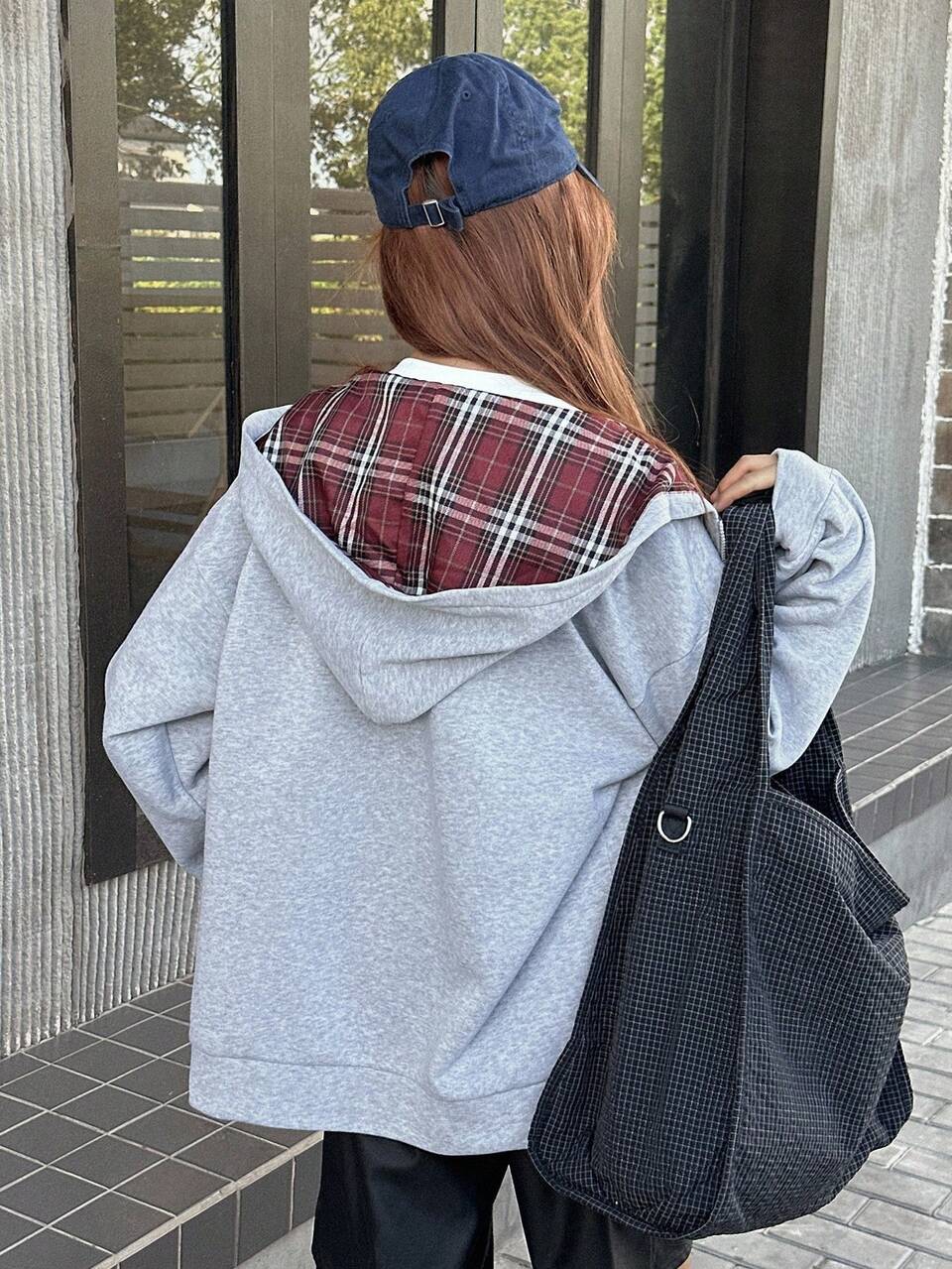 Teen Girl Fall Clothes Teen Girls Thermal Lined Loose Casual Sweatshirt Jacket Plaid Patchwork Loose Fit Casual Plaid Autumn Casual Style Loose Fit Plaid Autumn