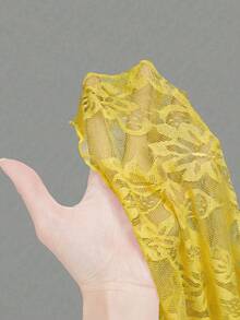 Opulessa 女士纯色夏季度假蕾丝系带罩衫及半身裙套装 - 鵝黃色 - 查看 5