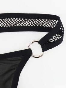 Spicy Aura Men's Solid Color Hollow Sexy Daily Triangle Briefs - Black - View 5