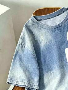 SHEIN Tween Boy Crew Neck Gradient Color Soccer Pattern Short Sleeve T-Shirt And Shorts Set - Multicolor - View 5