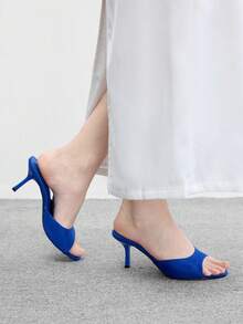 CUCCOO BIZCHIC 女款時尚鞋 多功能高跟涼鞋 婚禮優雅百搭 商務休閒 PU 布面涼鞋 中號 - 寶藍色 - 查看 4