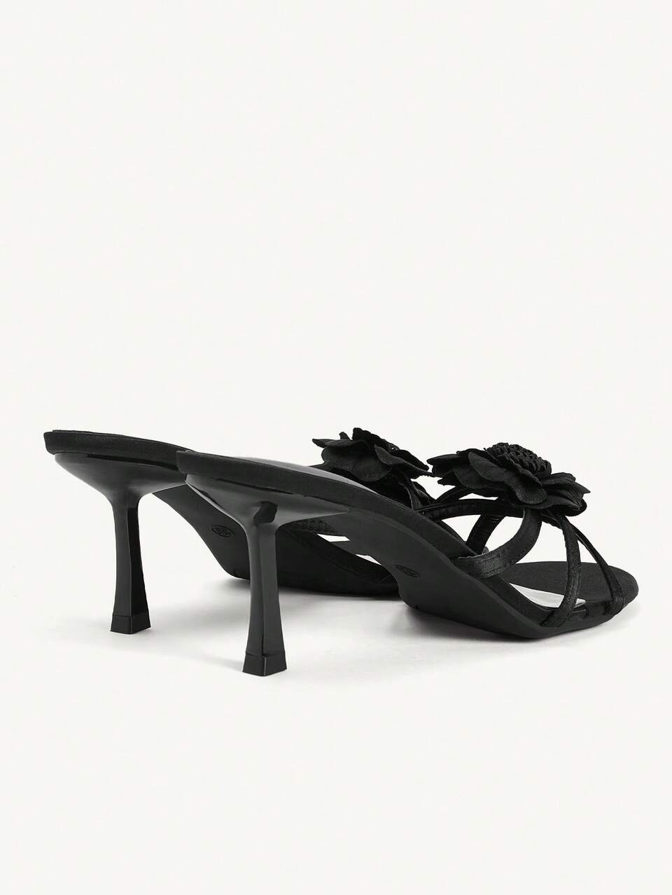 CUCCOO CHICEST Women's Shoes Three-Dimensional Flower Round Toe Stiletto Casual Commute Black Sardines Women's High Heels Sandals Outdoor Dating