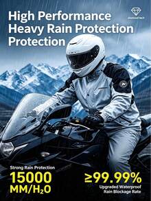 SHEIN Unisex Adult Separate Rain Jacket & Pants Set, Full Body Heavy Rainproof Motorcycle Riding Rain Suit With Adjustable Hood, Full Coverage Waterproof Rain Gear For Work, Travel & Outdoor Activities - Men's and women's styles - View 2