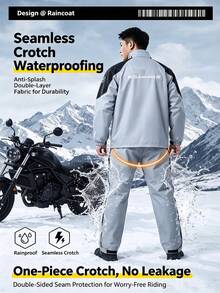 SHEIN Unisex Adult Separate Rain Jacket & Pants Set, Full Body Heavy Rainproof Motorcycle Riding Rain Suit With Adjustable Hood, Full Coverage Waterproof Rain Gear For Work, Travel & Outdoor Activities - Men's and women's styles - View 8