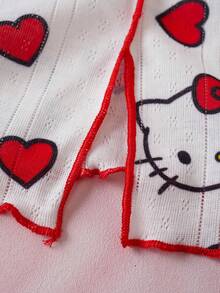 HELLO KITTY AND FRIENDS | SHEIN 女款卡通印花短袖上衣與短褲睡衣套裝 - 紅白色 - 查看 7