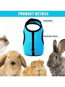 1pc Multicolor Rabbit Harness With Leash, Adjustable Rabbit Chest Strap, Cute Pet Collar And Leash Set For Small Animals Like Rabbit, Ferret, Lizard, Guinea Pig, Hamster - Multicolor - View 10