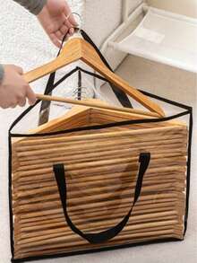 Haus Hana Triangle Hanging Closet Organizer Storage Bag Large Capacity Multi Compartments With Handle Space Saving Wardrobe Hanger Rack For Clothes Shoes Blankets - Clear - View 5
