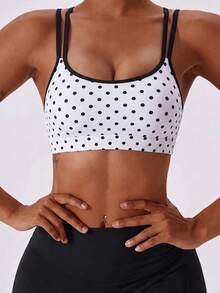 Sweetra 2pcs Seamless High Elasticity Printed Sports Tank Top With Criss-Cross Back Strap Design, Gym Wear - Black - View 4