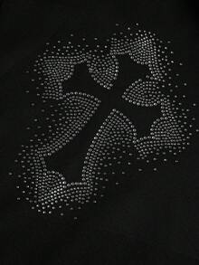 PAVTROS Men's Rhinestone Embellished Casual Pocket Long Sleeve Hooded Jacket - Black - View 5