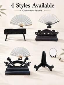 Haus Hana Chinese Style Bamboo Folding Fan Display Stand, Classical Fan Holder & Tabletop Support Rack For Hand Fans, Decorative Fans, Tea Room, Living Room, Office Desk, Shelf, Wedding, Cultural Display, Holiday & Housewarming Gift - multicolor - View 6