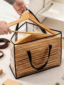 Haus Hana Triangle Hanging Closet Organizer Storage Bag Large Capacity Multi Compartments With Handle Space Saving Wardrobe Hanger Rack For Clothes Shoes Blankets - Clear - View 3