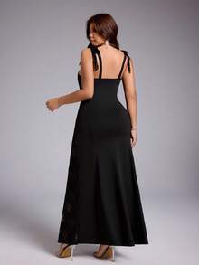 Viva Relle Vestido de mujer talla grande primavera/verano negro de encaje francés casual juvenil elegante de punto versátil cómodo vestido de mujer sexy atuendo social vacaciones body ajustado vestido formal de mujer falda formal prenda de abrigo juvenil elegante patchwork top de mujer atuendo vacaciones top social body ajustado - Negro - Ver 3